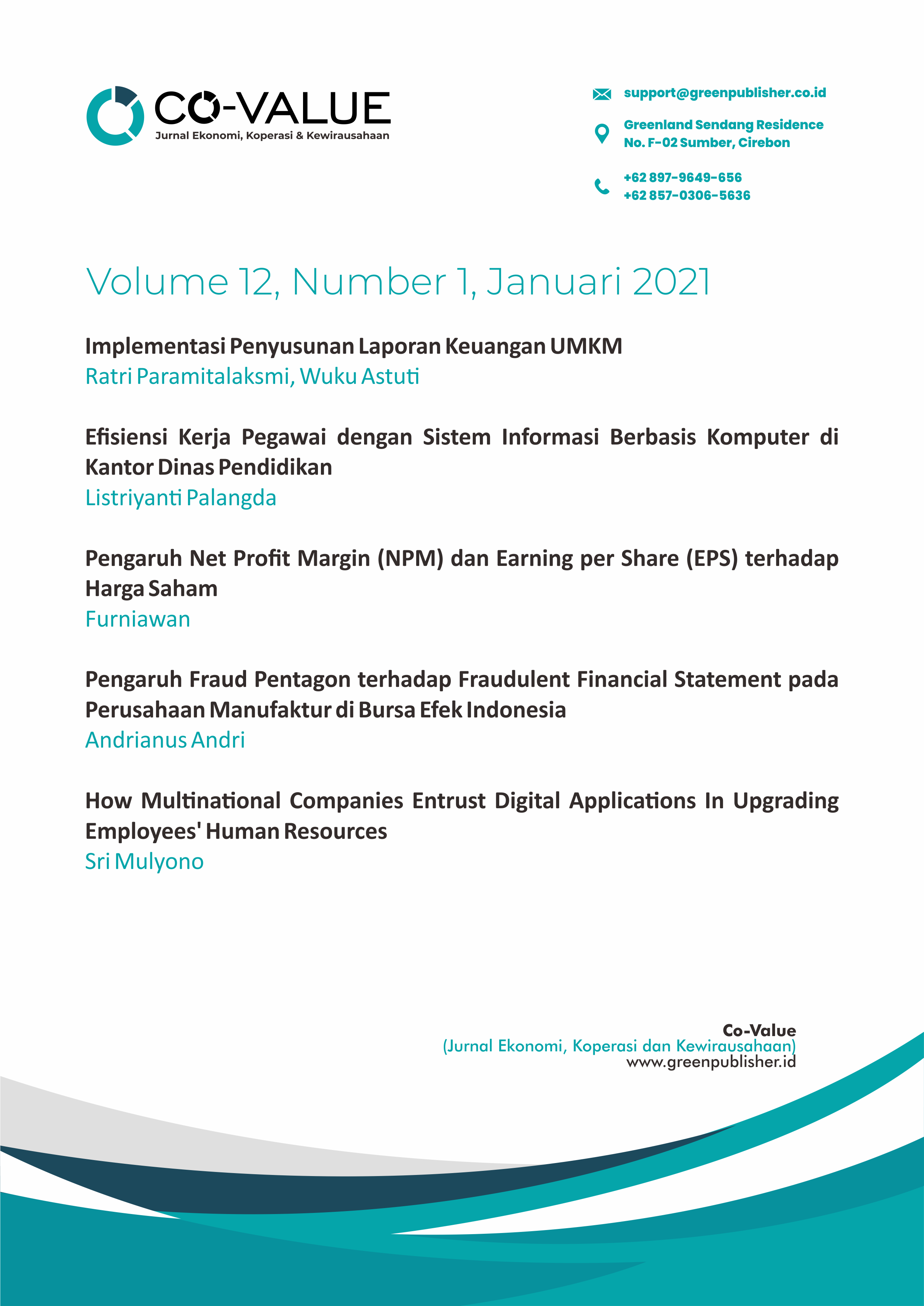 					View Vol. 12 No. 1 (2021):  Co-Value : Jurnal Ekonomi, Koperasi, & Kewirausahaan
				