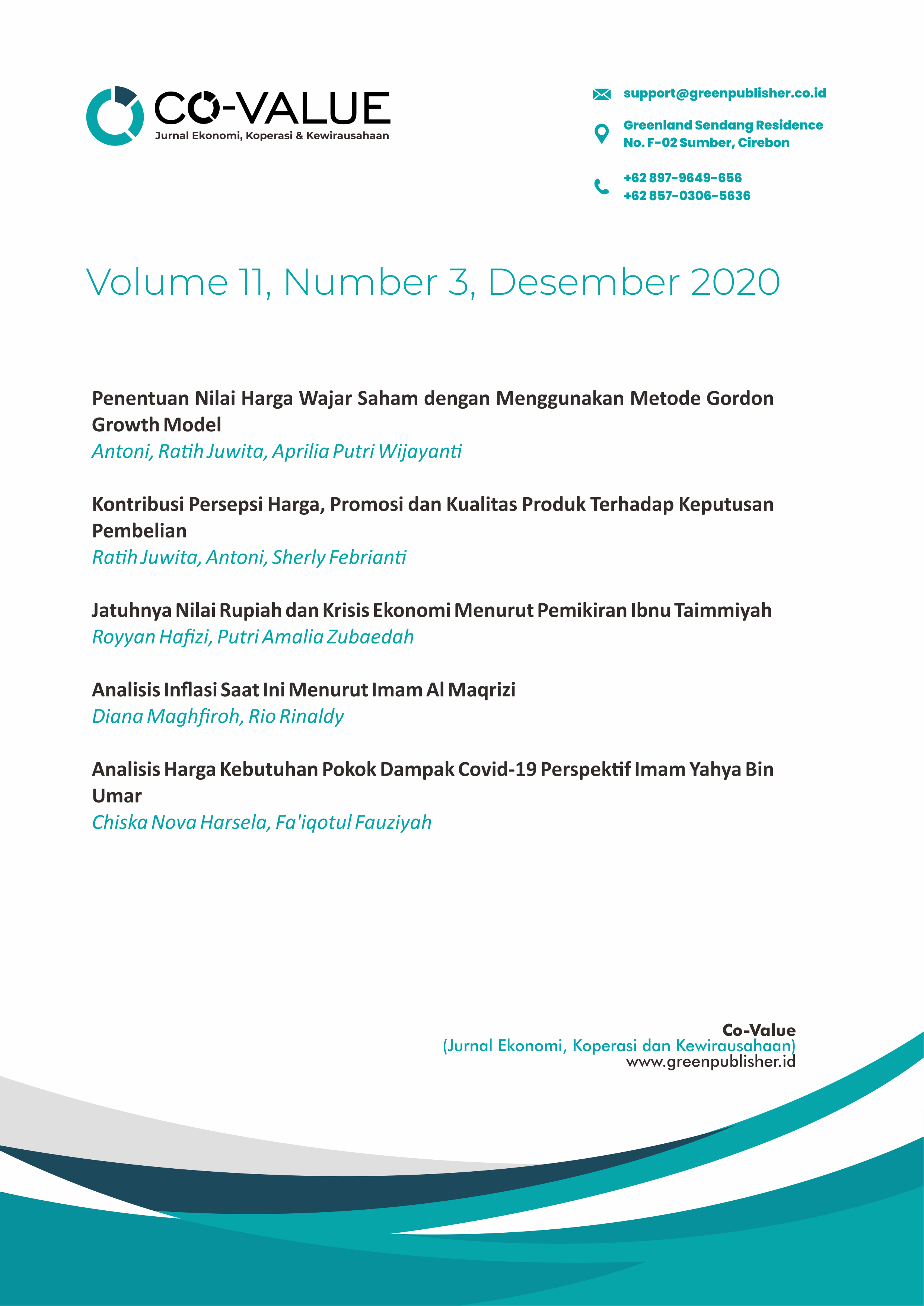 					View Vol. 11 No. 3 (2020): Co-Value : Jurnal Ekonomi, Koperasi, & Kewirausahaan
				